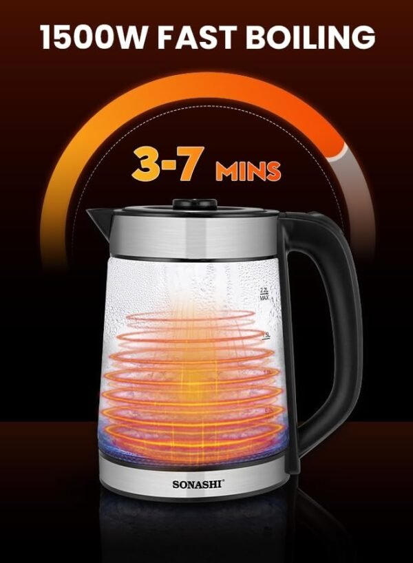 ⁦Sonashi Bouilloire En Verre De 1,8 Litre SKT-1809⁩ - الصورة ⁦4⁩
