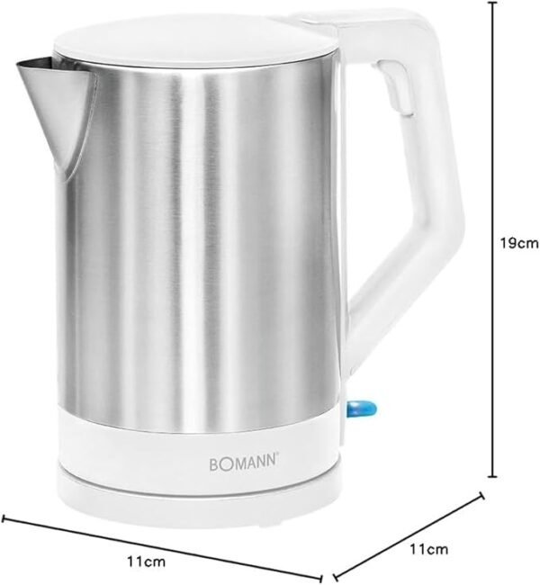 ⁦Bouilloire  en Acier - Bomann 1,5 Litre Inox/Blanc-WK5024B⁩ - الصورة ⁦6⁩