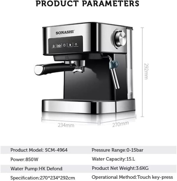 ⁦Sonashi Machine A Café Expresse Sonashi SCM-4964⁩ - الصورة ⁦4⁩
