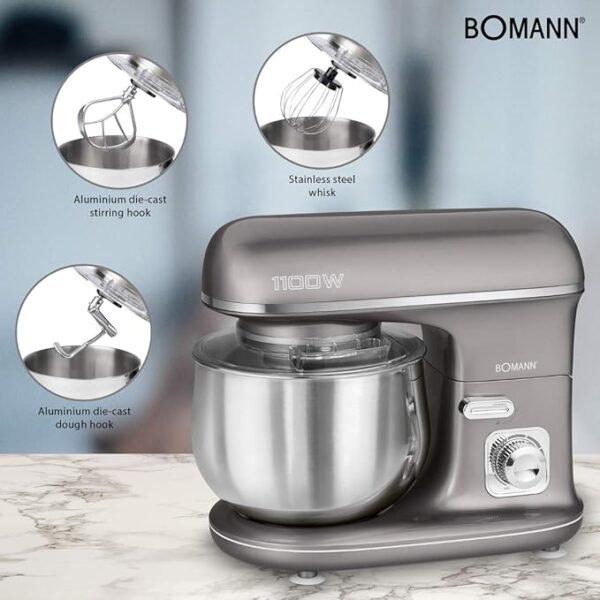 ⁦Partagez ce produit    Bomann Robot Pétrin - Km 6010 Cb 5L 1100W Gris⁩ - الصورة ⁦7⁩