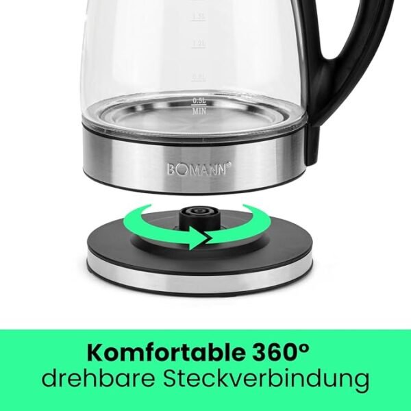 ⁦Bouilloire en Verre - Bomann - 1,7 Litre - WKS 6032 G CB⁩ - الصورة ⁦6⁩