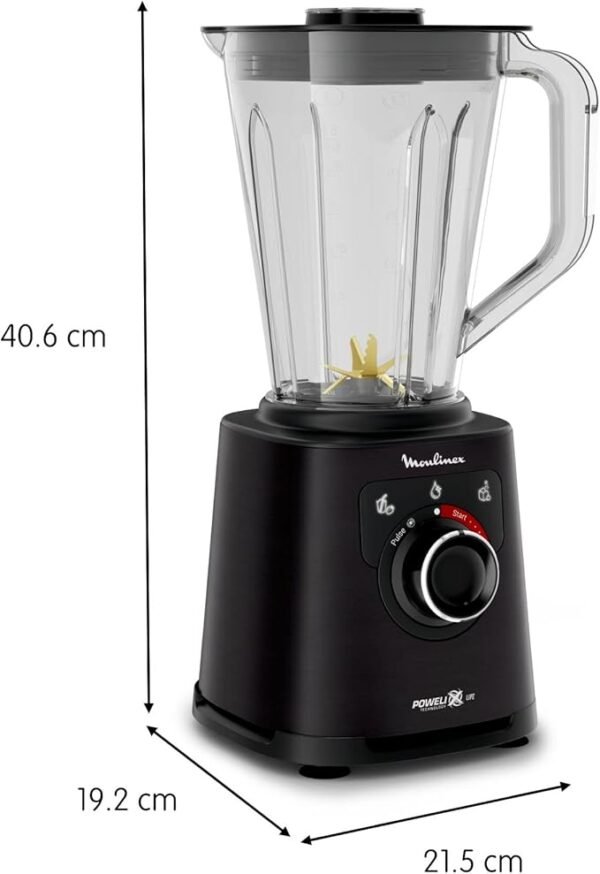⁦Moulinex BLENDER PerfectMix+ LM88A810 haute vitesse -1200W - 15 vitesses - 2,0L-TITANIUM⁩ - الصورة ⁦4⁩