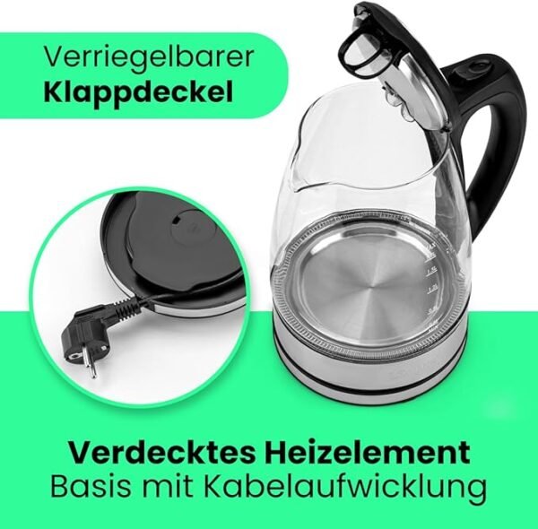 ⁦Bouilloire en Verre - Bomann - 1,7 Litre - WKS 6032 G CB⁩ - الصورة ⁦8⁩