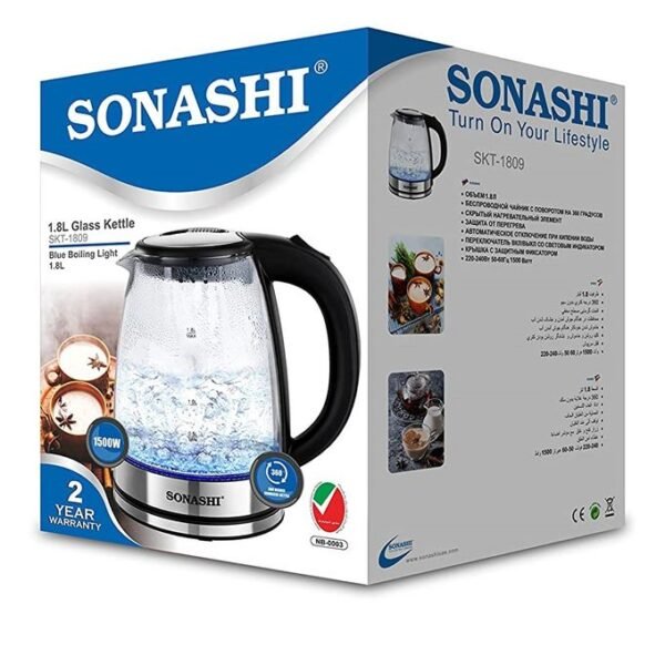 ⁦Sonashi Bouilloire En Verre De 1,8 Litre SKT-1809⁩ - الصورة ⁦5⁩