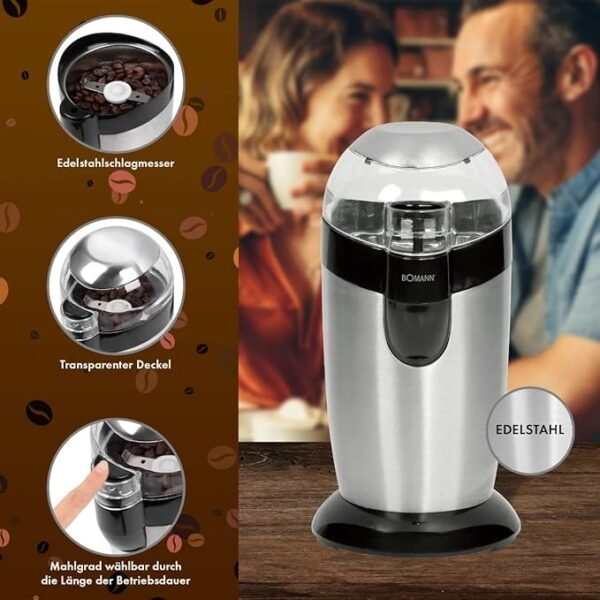 ⁦Bomann  - Moulin à café - 120 W - Gris/Noir- KSW 445 CB⁩ - الصورة ⁦2⁩