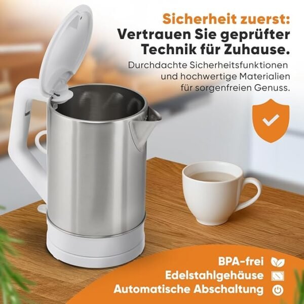 ⁦Bouilloire  en Acier - Bomann 1,5 Litre Inox/Blanc-WK5024B⁩ - الصورة ⁦2⁩
