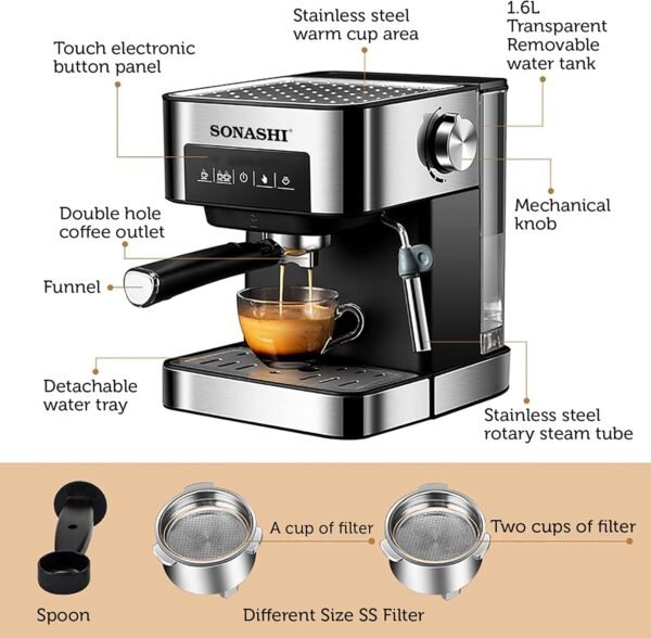 ⁦Sonashi Machine A Café Expresse Sonashi SCM-4964⁩ - الصورة ⁦7⁩