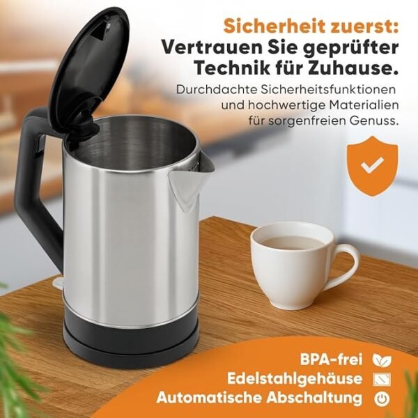 ⁦Bouilloire  Bomann  en Acier -1,5 Litre Inox/noir - 2200 Watts-WKS 3002 CB⁩ - الصورة ⁦7⁩