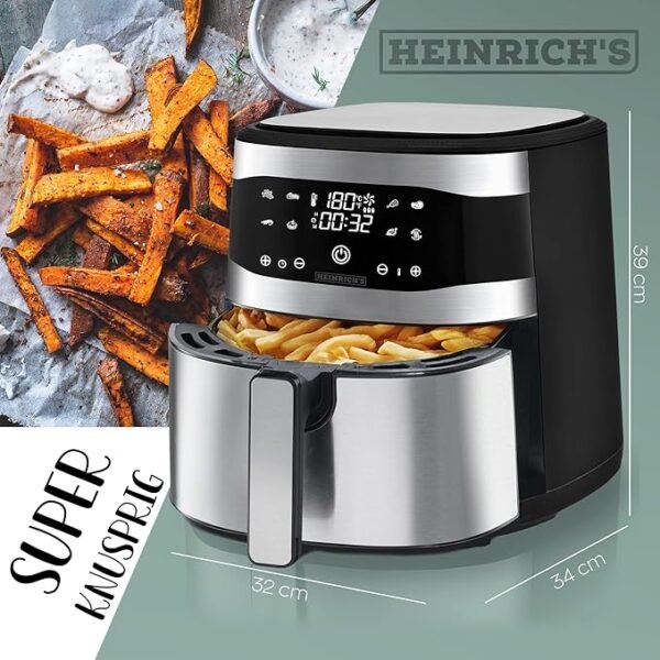 ⁦Friteuse sans huile Heinrich Bauer 8 L - 8programmes - Écran tactile LED 1800 W - Allemagne⁩ - الصورة ⁦2⁩