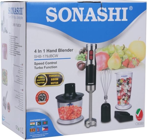 ⁦SONASHI 600W 4 IN 1 HAND BLENDER - SHB-179JBCW⁩ - الصورة ⁦8⁩