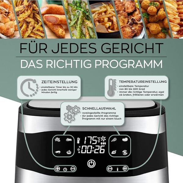 ⁦Friteuse sans huile Heinrich Bauer 8 L - 8programmes - Écran tactile LED 1800 W - Allemagne⁩ - الصورة ⁦7⁩