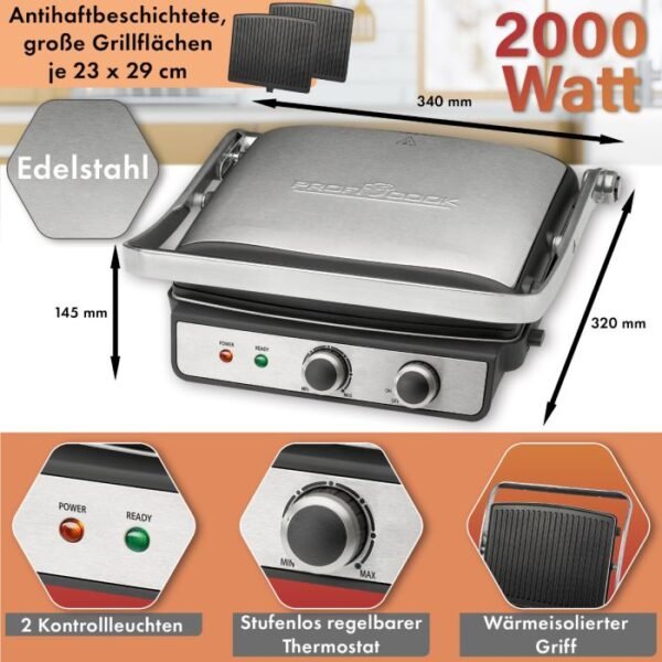 ⁦Panineuse  ProfiCook  en acier inoxydable - PC-KG 1264⁩ - الصورة ⁦8⁩