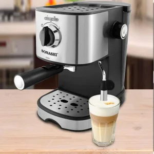 Sonashi Cafetière Expresso -SCM 4963- 850 W- 15 Bars, Capacité 1 L