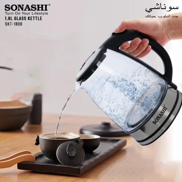 ⁦Sonashi Bouilloire En Verre De 1,8 Litre SKT-1809⁩ - الصورة ⁦2⁩